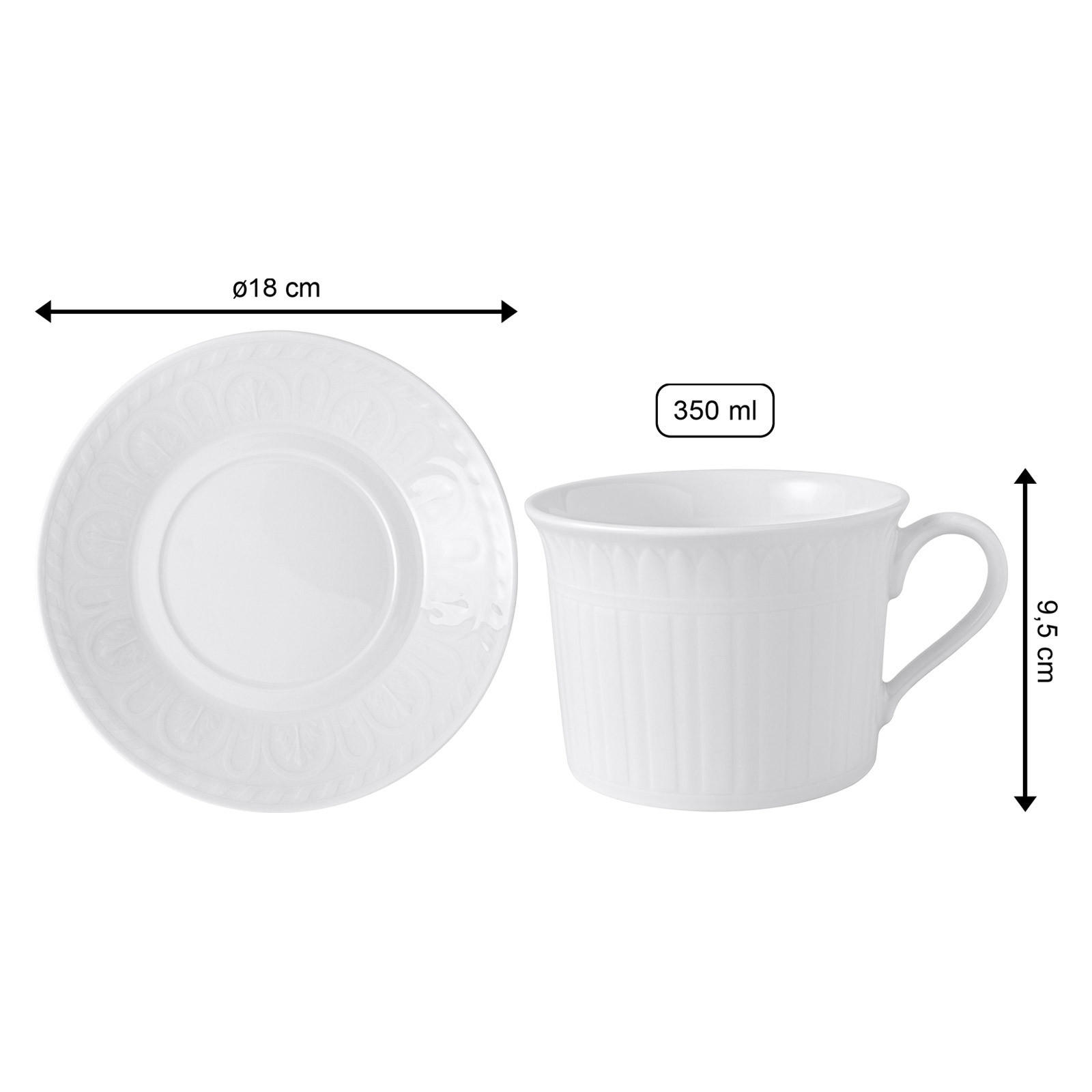 CAPPUCCINO TASSEN MIT UNTERTASSEN Cellini weiß 350 ml 6er Set - Weiß, Keramik (1/1/1cm) - Villeroy & Boch