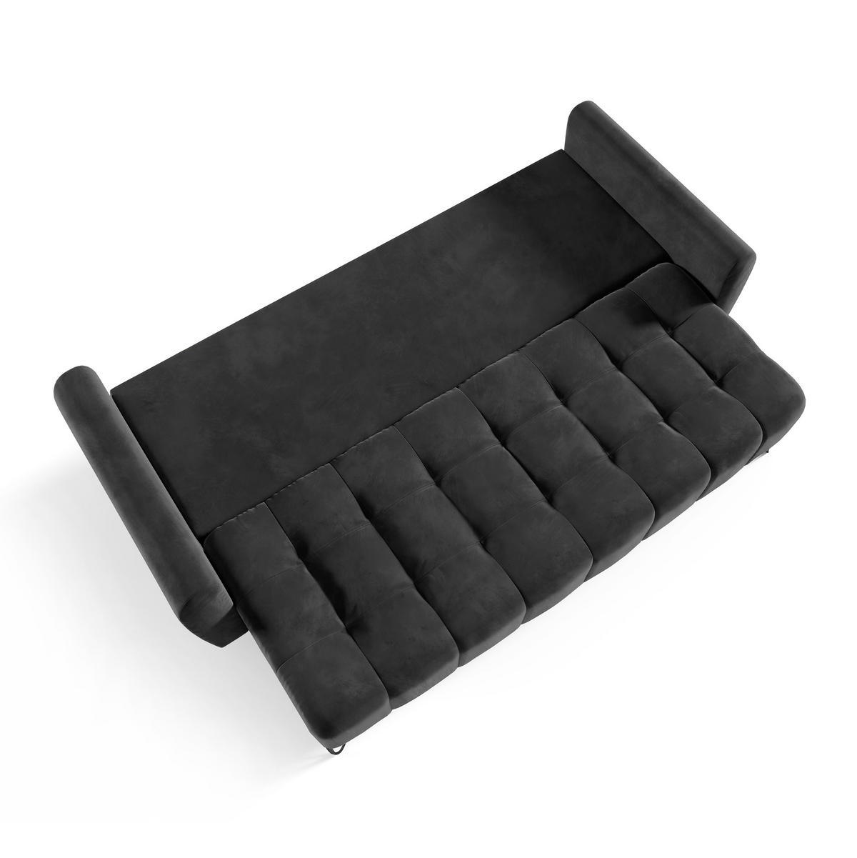 SCHLAFSOFA Malaga 3-Sitzer, Schwarz - Schwarz, Textil (223/93/100cm) - Beautysofa