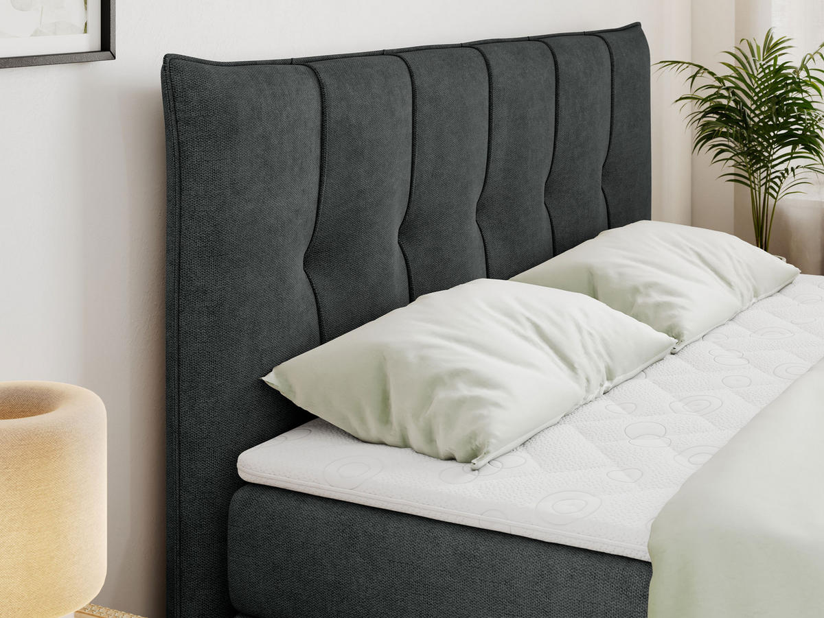 BOXSPRINGBETT PREMIUM 11 KING 180/200 Dunkelgrau Struktur - H3 - Dunkelgrau, Holz/Textil (180/200cm) - MKS