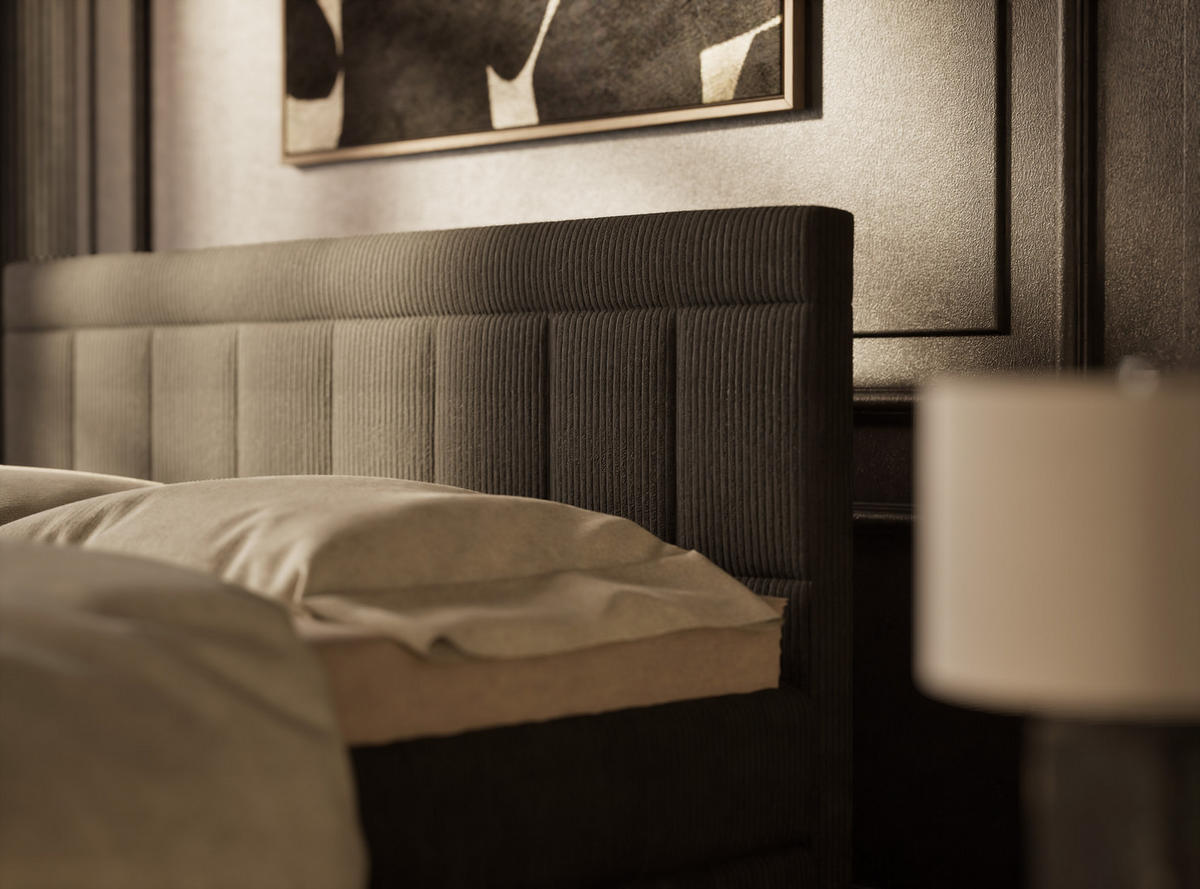 BOXSPRINGBETT Caya 140/200 cm, in Graphit, Bettkasten, Matratze, Topper - Schwarz/Graphitfarben, Holz/Holzwerkstoff (140/200cm) - Maison de Reve