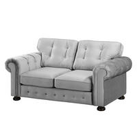 2-SITZER SOFA - Samt - Hellgrau, Textil (190/93/100cm) - home24