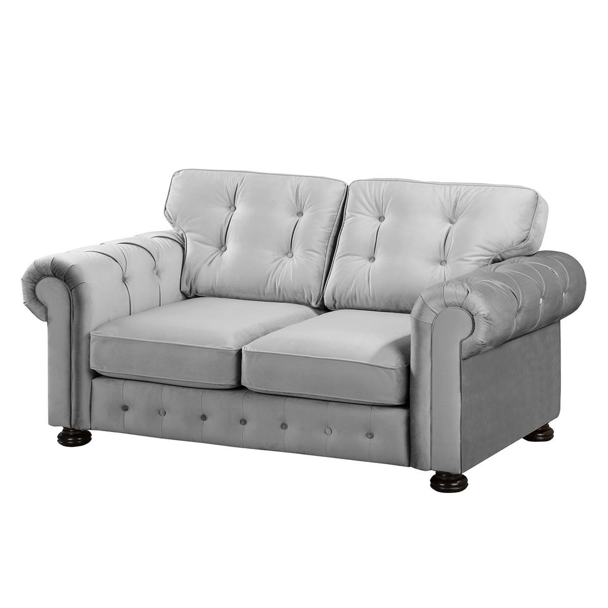 2-SITZER SOFA - Samt - Hellgrau, Textil (190/93/100cm) - home24