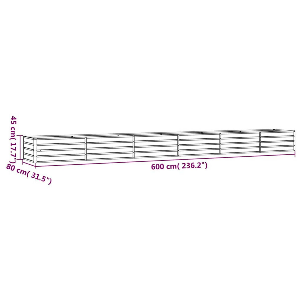 HOCHBEET Rostig 600/80/45 Cm Cortenstahl - Rostfarben, Metall (80/45/600cm) - vidaXL