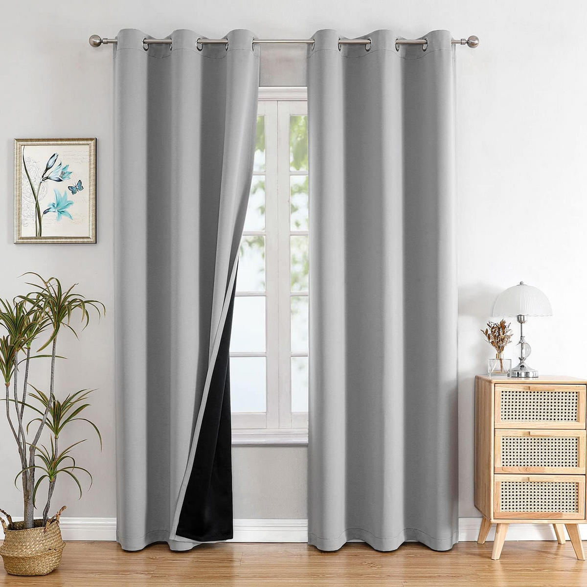 VERDUNKELUNGSVORHÄNGE – 100 x 200 cm – Grau – 2 Stück - Grau, Textil (37/28cm)