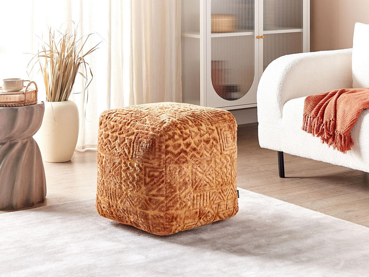 POUF Sanawan 45/45/45 cm - Braun, Naturmaterialen/Textil (45/45/45cm) - Beliani