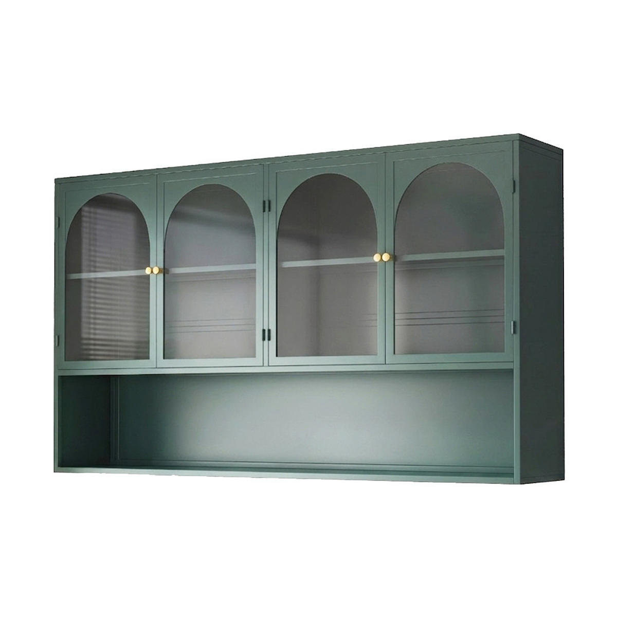 NÁSTĚNNÁ SKŘÍŇKA 120 cm, kov, 4 dvířka, šedé sklo - tmavě zelená, kov (120/70/23cm) - Urban Meuble