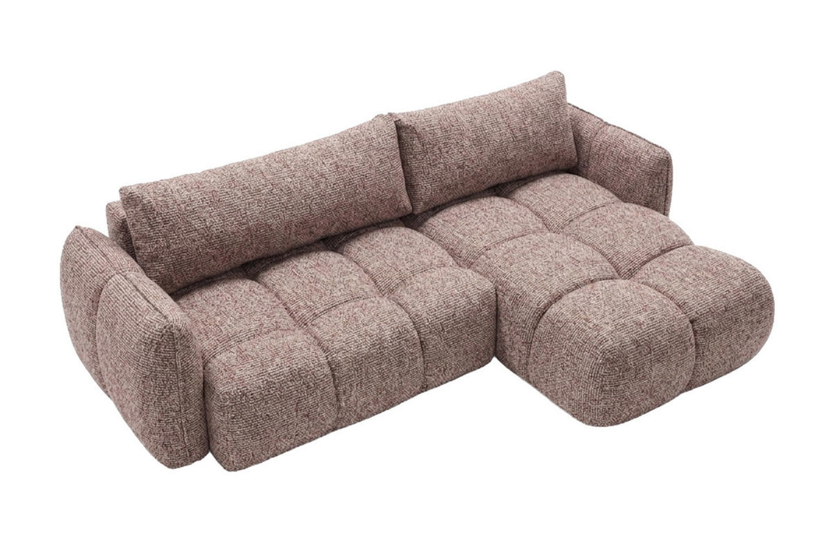 ROHOVÁ SEDAČKA ve tvaru L s funkcí spaní, žinylková tkanina Puente, Purpurová, Pravá strana, BELVEDER L - fialová, dřevo (250/168cm) - Kaiser Möbel
