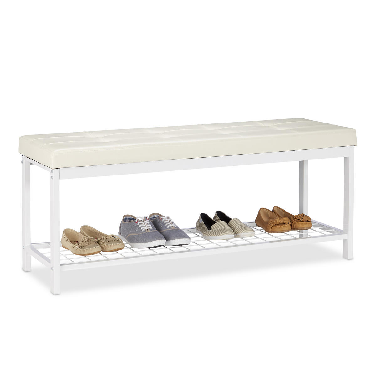 SCHUHBANK - Multicolor, Holzwerkstoff/Textil (115/49/40cm) - Relaxdays