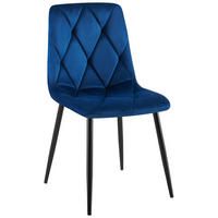 ESSZIMMERSTUHL Samt Dunkelblau - Schwarz/Dunkelblau, Textil/Metall (45/85/55cm) - CLP