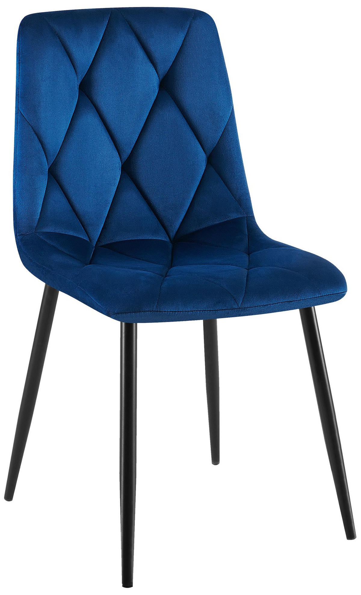 ESSZIMMERSTUHL Samt Dunkelblau - Schwarz/Dunkelblau, Textil/Metall (45/85/55cm) - CLP