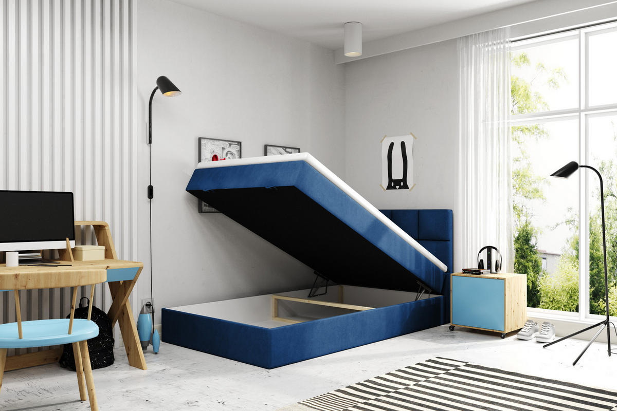 BOXBETT OLAF 100 x 200 Blau - Blau, Textil/Metall (100/200cm) - VLR BEDS