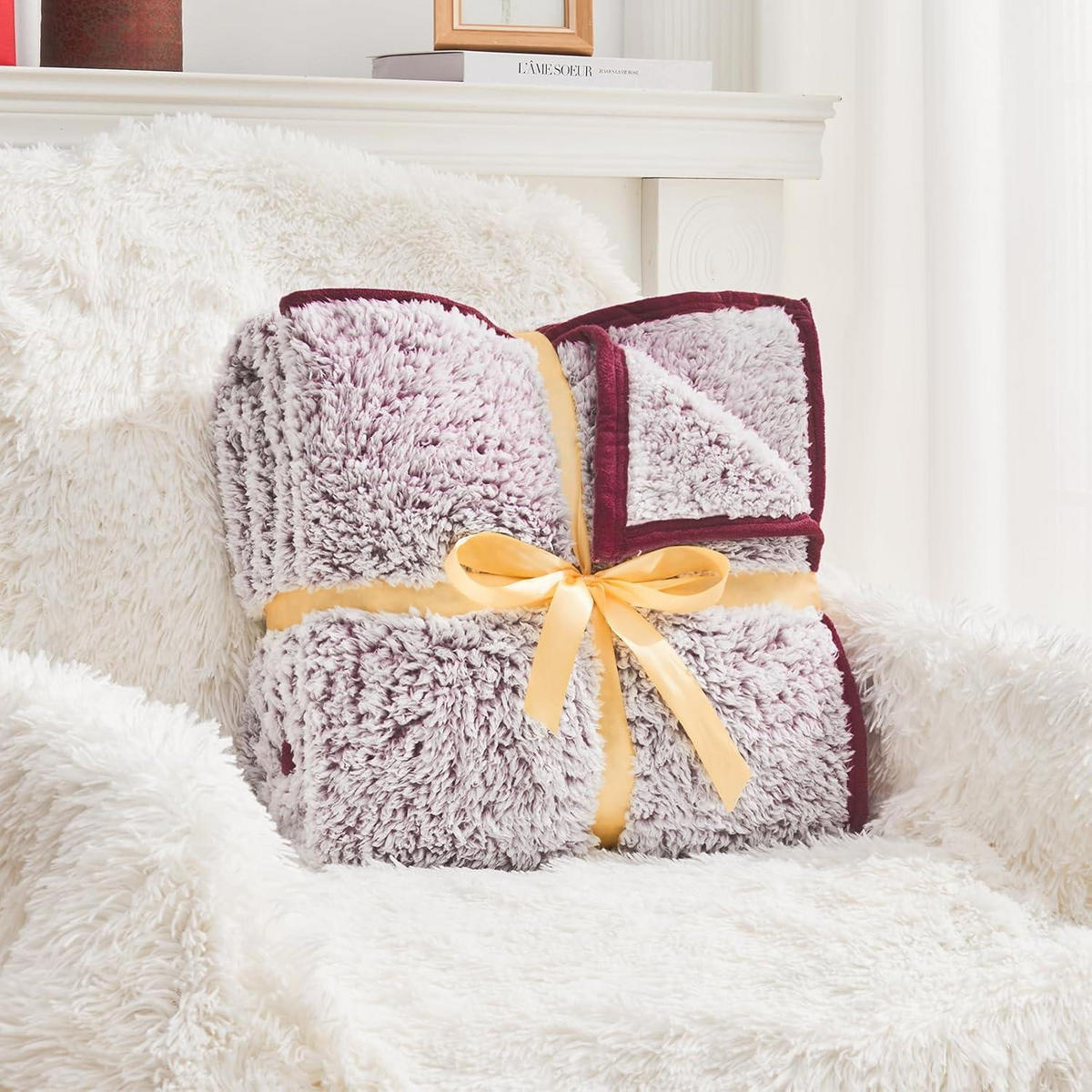 KUSCHELDECKE Sherpa Wendbar 127 x 177 cm Rot - Bordeaux, Textil (127/152cm)