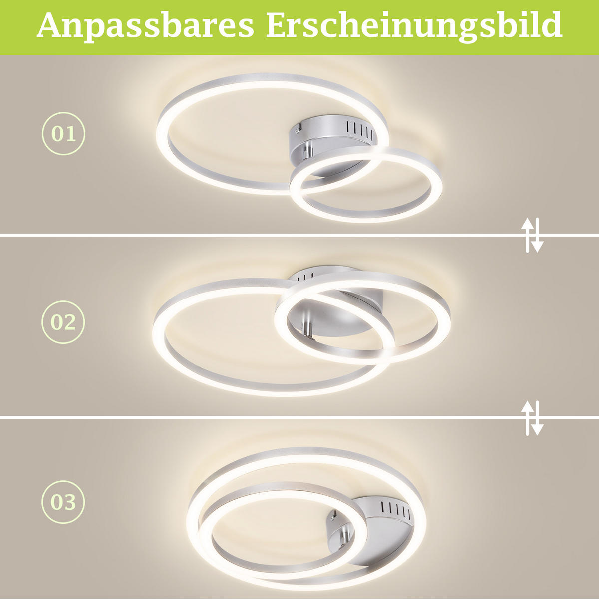 LED DECKENLEUCHTE Melenkir 40.5/30/6.7 cm - Silberfarben, Kunststoff (40.5/30/6.7cm) - ZMH
