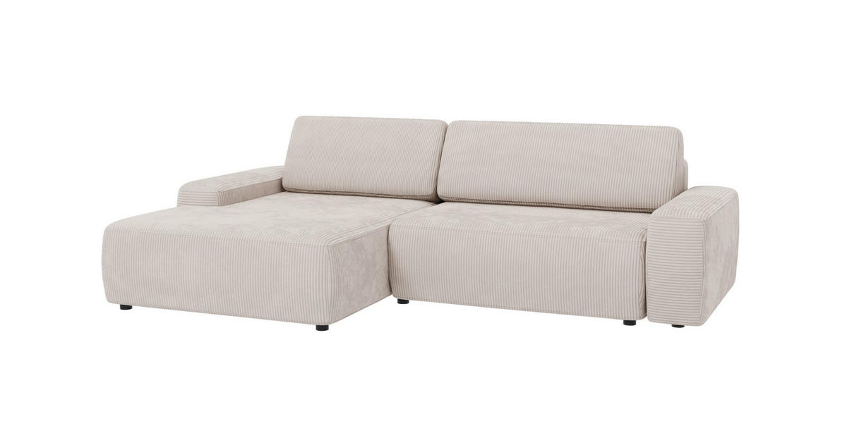 ECKSOFA Nancy Beige Cord - Beige/Schwarz, Holz/Kunststoff (264/162cm) - S-Style Möbel