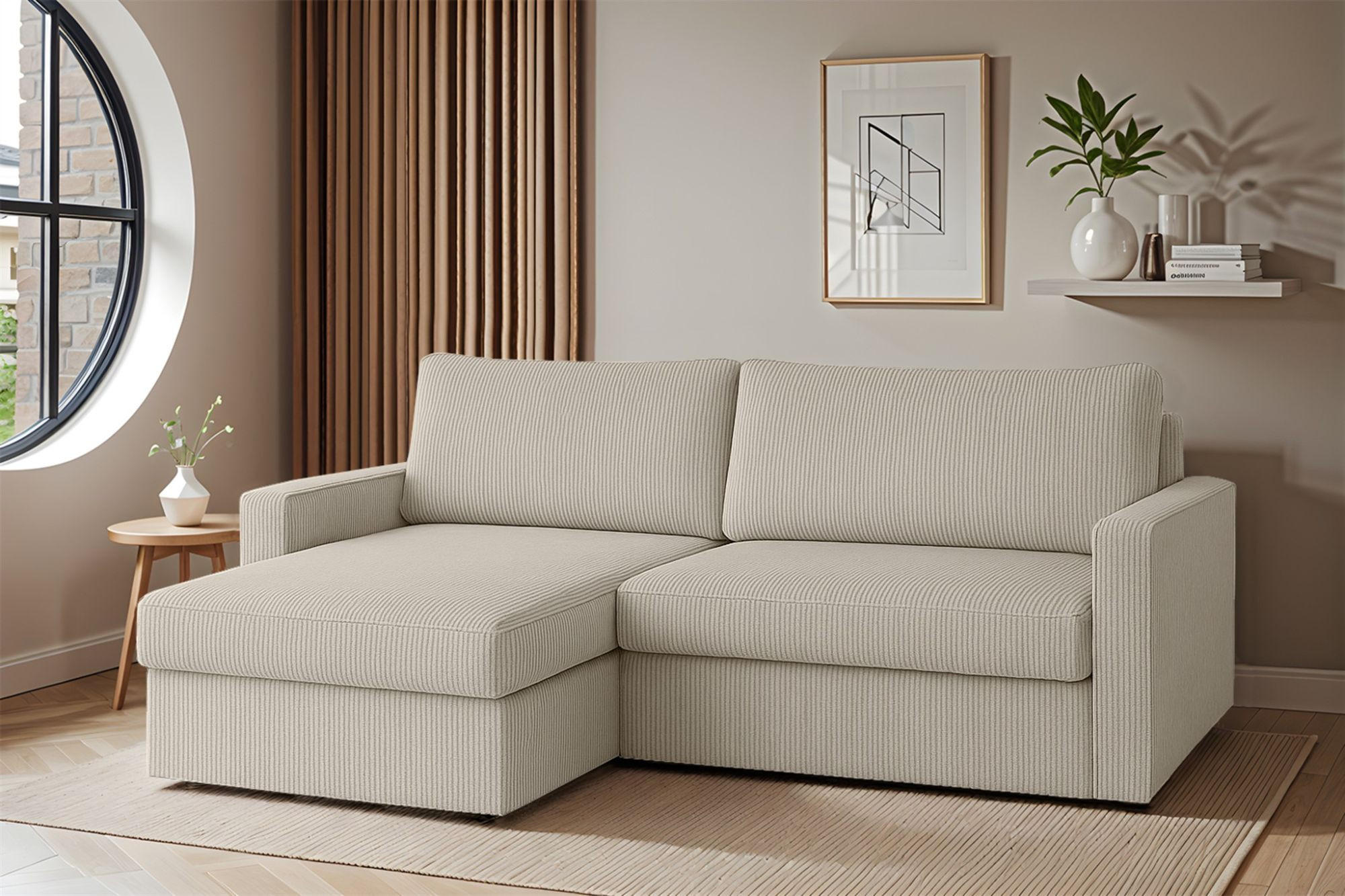 ECKSOFA Bendik In Poso - Weiß, Holzwerkstoff/Textil (224/140cm) - Fun Möbel