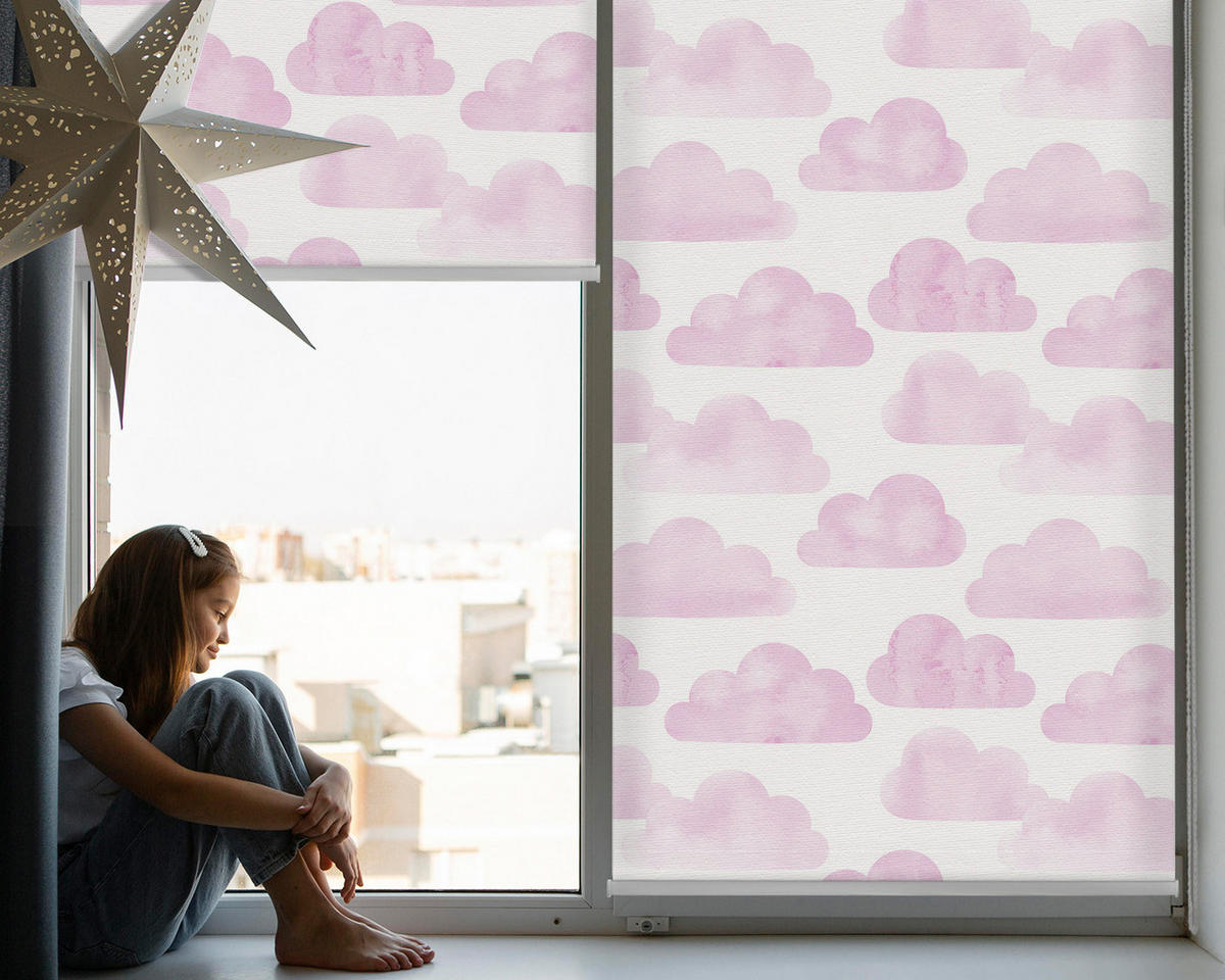 VNÚTORNÁ roleta - okenná roleta - roleta - 80x140 cm - Ružové oblaky - pink, plast (80/140/0.5cm) - TULUP