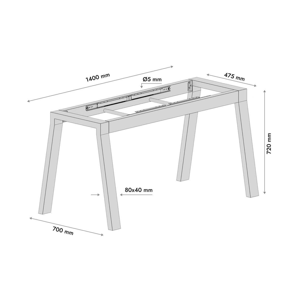 TISCHBEINE Thusia Split Metall Schwarz 72cm Ausziehbarer - Schwarz, Metall (70/72/140cm) - Metalo Pro