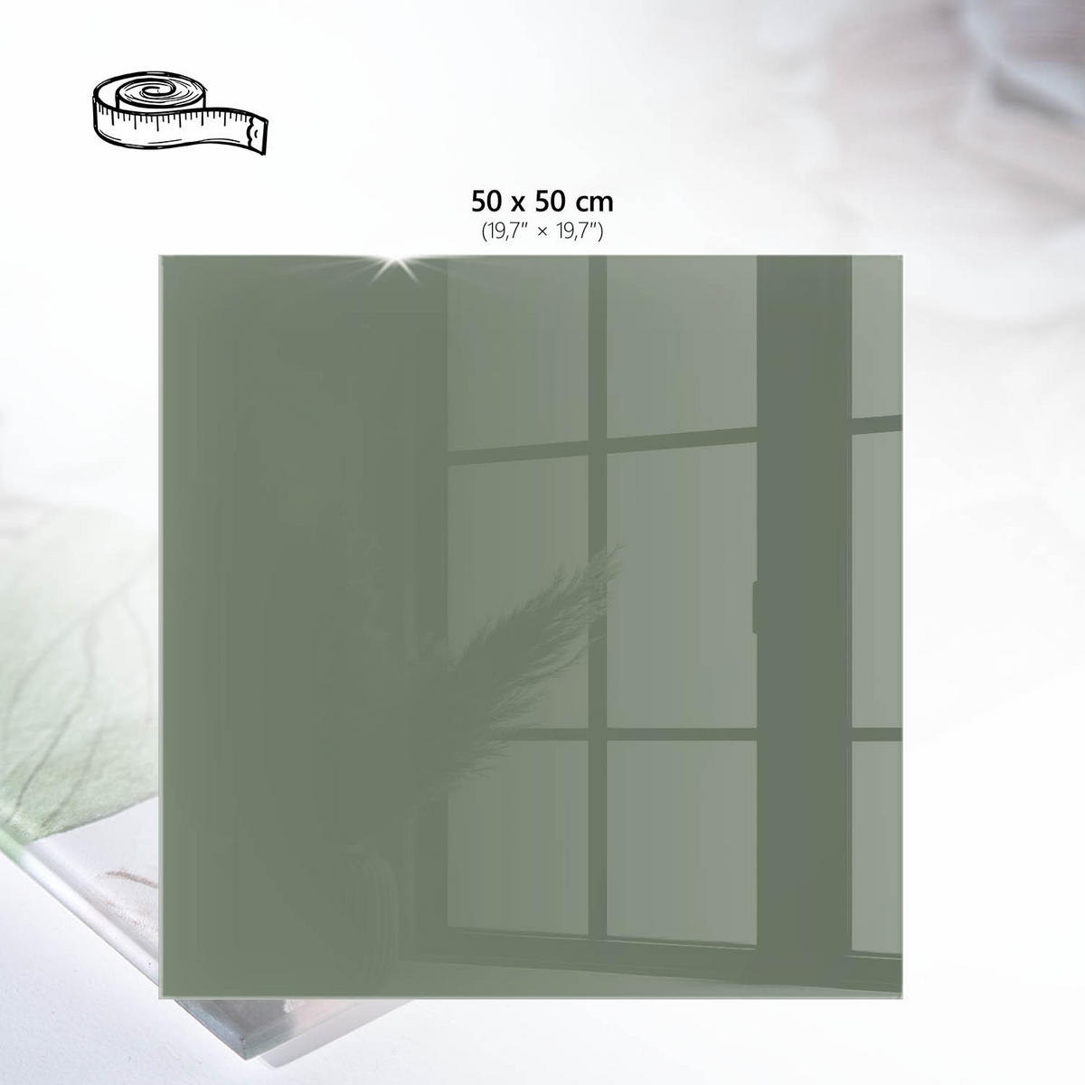 TISCHPLATTE 50x50 cm – Dunkelgrün - Grau, Glas (50/50/0.4cm) - Wallfluent