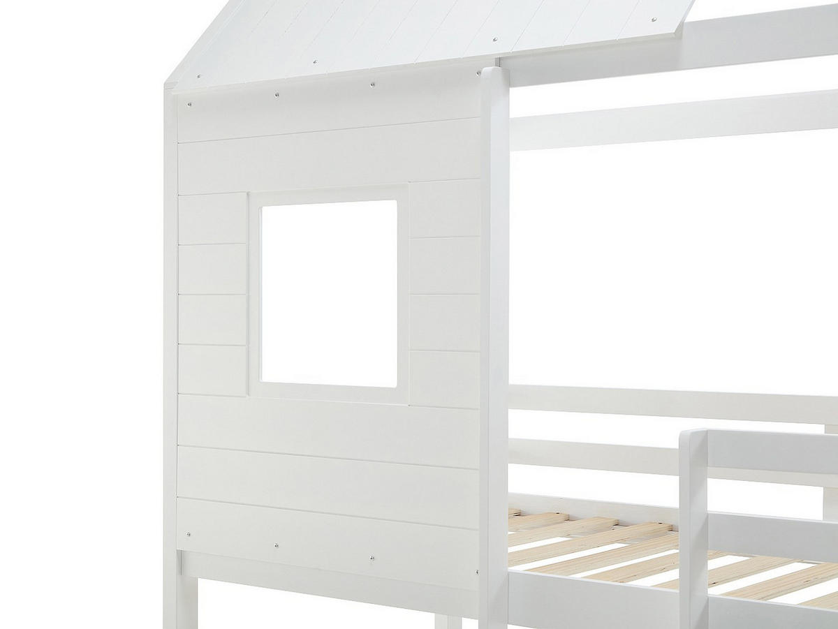 HAUSBETT - 2 Personen - Holz, Platte, Holz, Platte - Weiß - - Weiß, Holz (90/190cm) - Vente-Unique