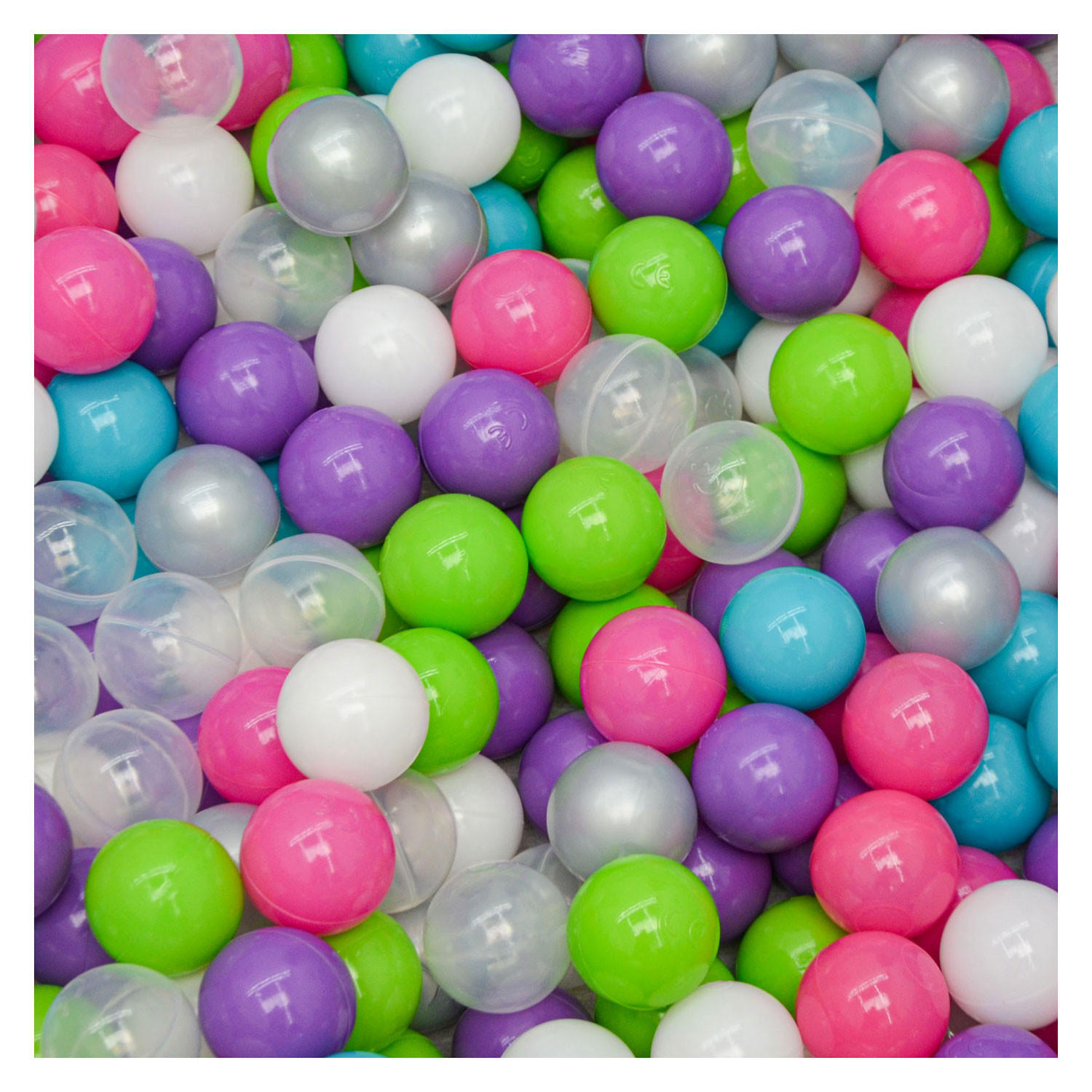 BÄLLEBAD-BÄLLE 350 Stück, Pink/Lila/Türkis/Grün/Grau/Weiß/Transparent, 5.5 cm - Multicolor, Kunststoff (5.5/5.5/5.5cm) - Littletom