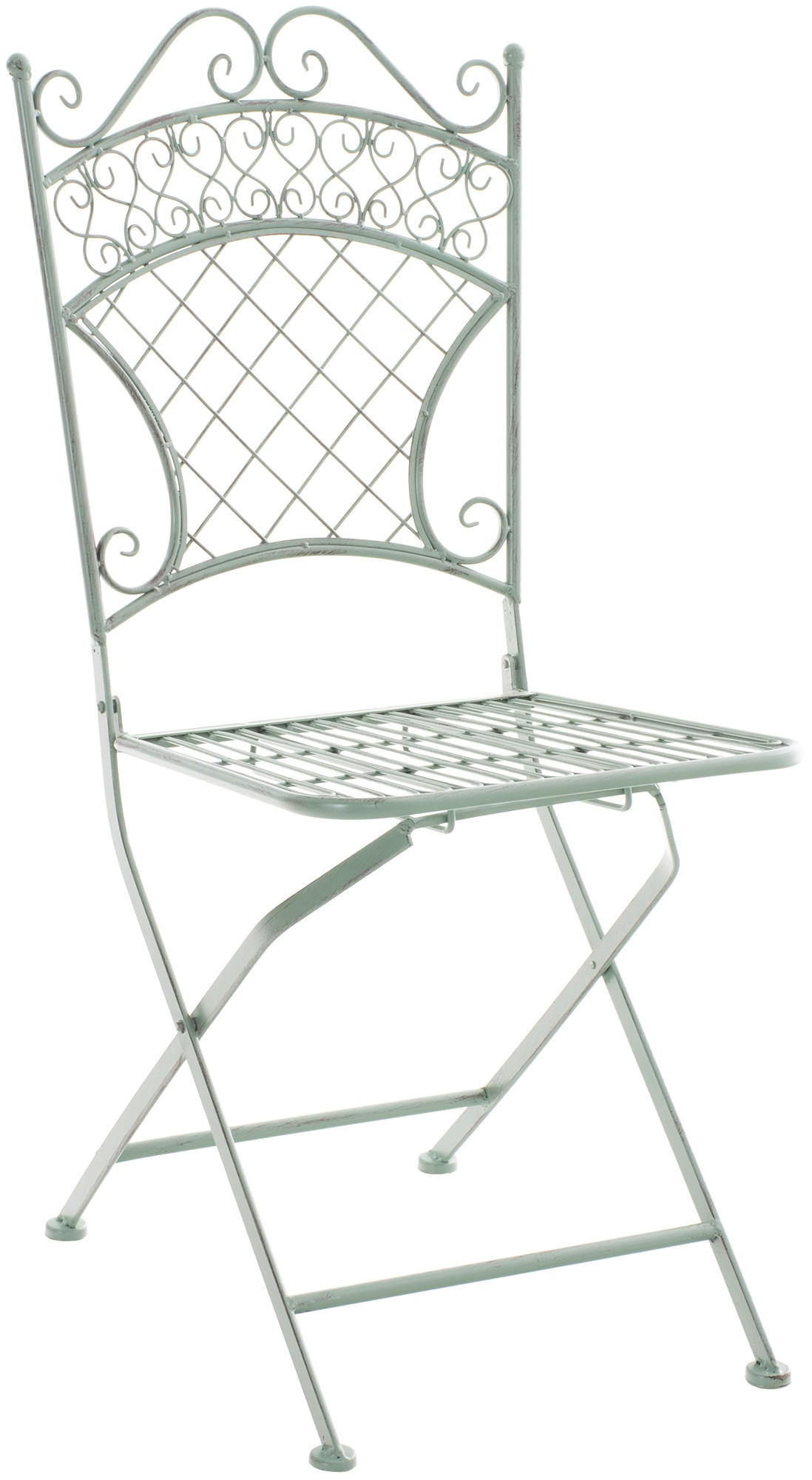 GARTENKLAPPSTUHL Metall Antik-Grün - Grün, Metall (42/94/40cm) - CLP