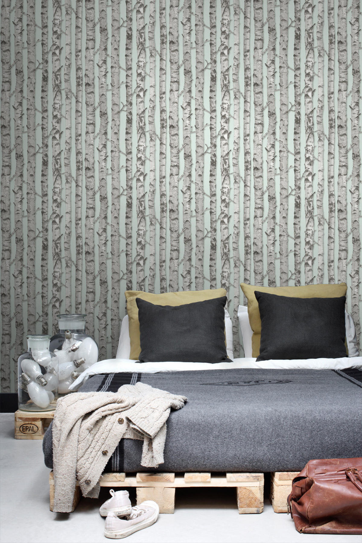 TAPETE Birkenstämme 53 cm x 10.05 m - Grün, Papier (53/1000cm) - ESTAhome