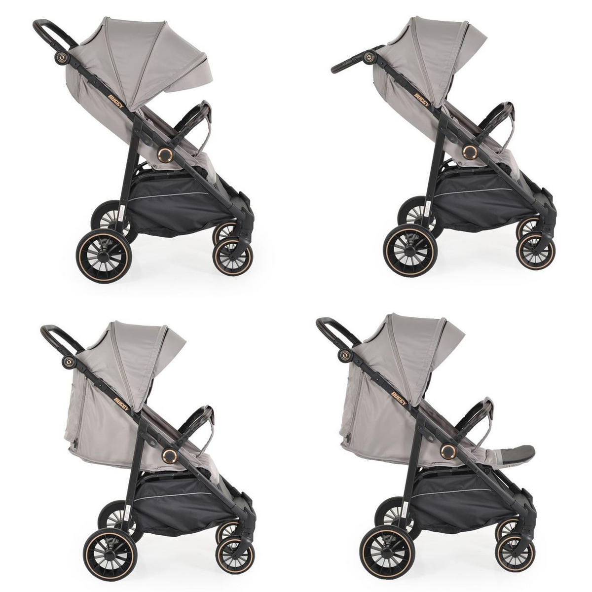 BUGGY Sommer beige Kinderbuggy, Sonnendach, EVA-Räder, verstellbar - Beige, Metall (95/58/110cm) - Moni