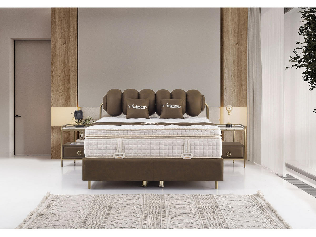 POLSTERBETTSET Titanic 200x200 Braun - Braun, Textil/Metall (200/200cm) - Villa Möbel