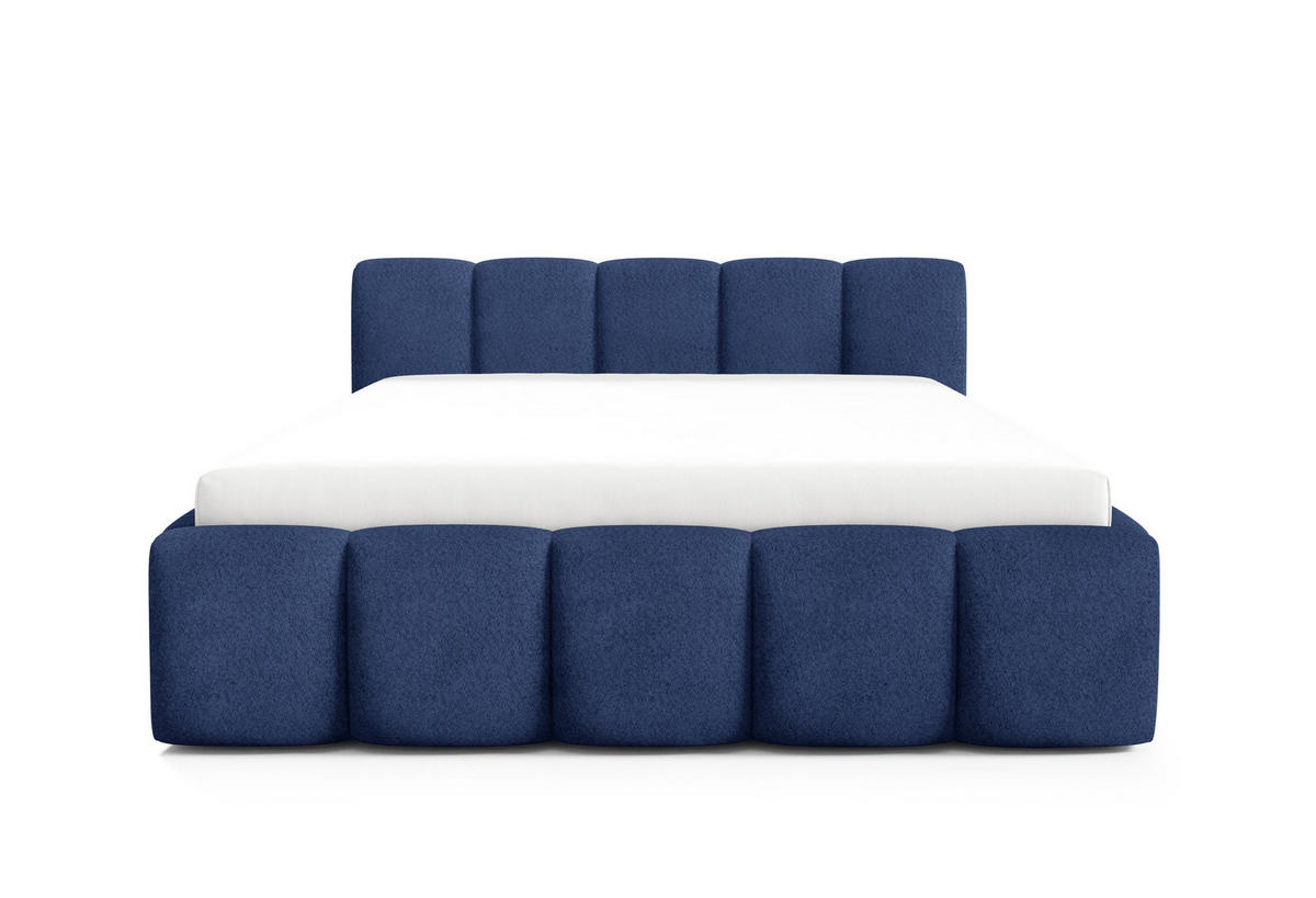 POLSTERBETT QUATTRO, 180x200 cm, Doppelbett mit Bettkasten, Boucle Stoff, Frabe: Blau - Blau, Holz/Kunststoff (180/200cm)