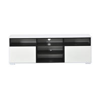TV-BANK Weiß 150/35/50 cm, LED-Beleuchtung, Hochglanz, Push-to-Open - Weiß, Holzwerkstoff (150/50/35cm) - PANGIVO