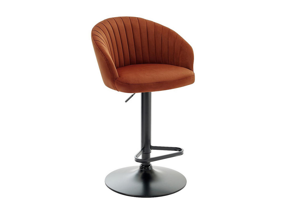 BARHOCKER 2er-Set höhenverstellbar - Samt & schwarzes Metall - Terracotta - DORALIZ - Braun, Textil (54/105/52cm) - Vente-Unique