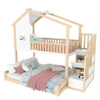 HAUSBETT 90/200 + 140/200 cm aus Kiefer mit Stauraumleiter - Naturfarben, Holzwerkstoff (90/200cm) - BEAOK