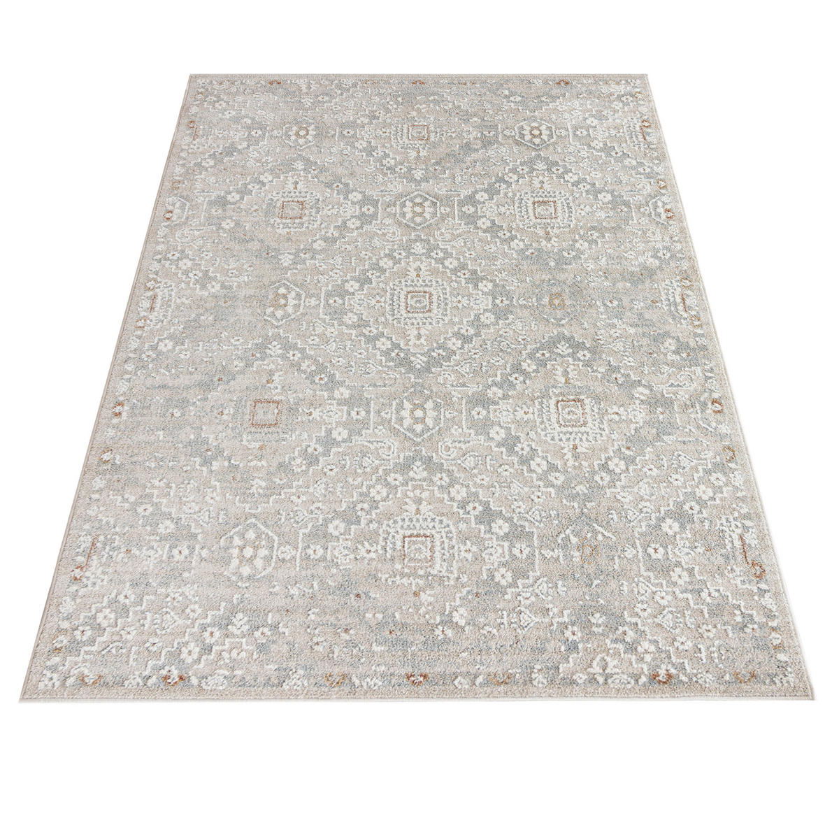 TEPPICH Beige Geometrisch - Rechteckig Moderne - 80 x 150 cm - Beige/Grau, Textil (80/150cm) - Mazovia