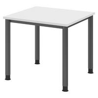 SCHREIBTISCH Serie-H Gestell: Graphit 80/80/74 cm in Weiß - Weiß, Holzwerkstoff (80/80/74cm) - bümö