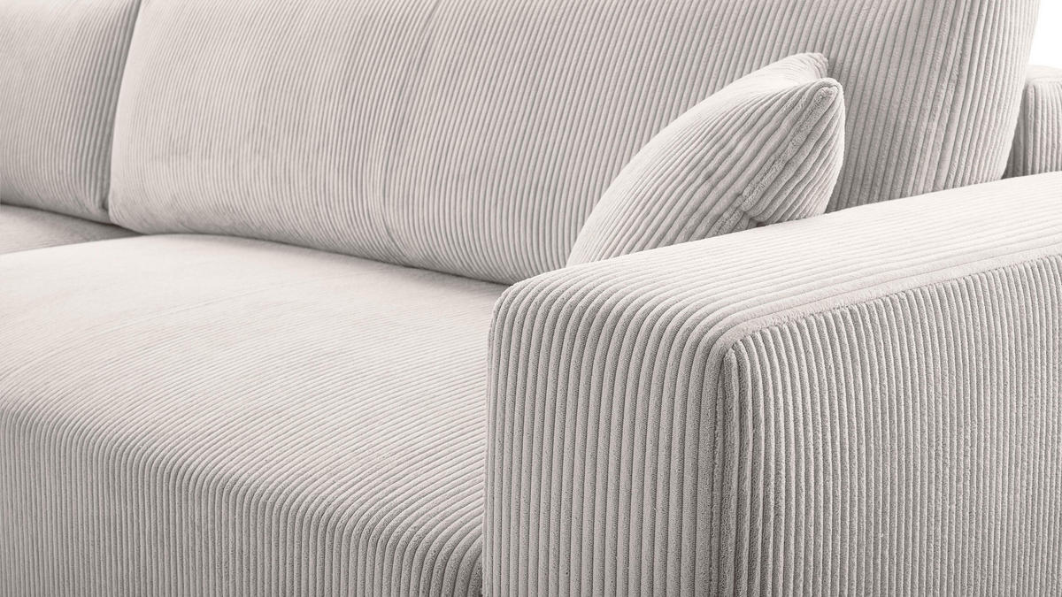 WOHNLANDSCHAFT Catea Weiß 364/145/85 cm mit Schlaffunktion - Creme/Schwarz, Kunststoff/Textil (364/84/145cm) - AX Living