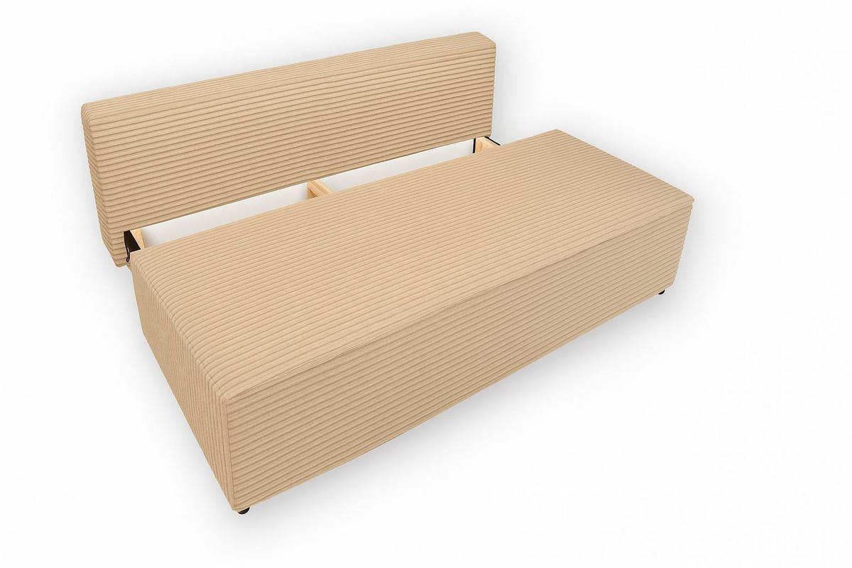 SCHLAFSOFA mit Bettkasten DUO, Stoff Velo, Beige - Beige, Holz (198/89/90cm) - Kaiser Möbel