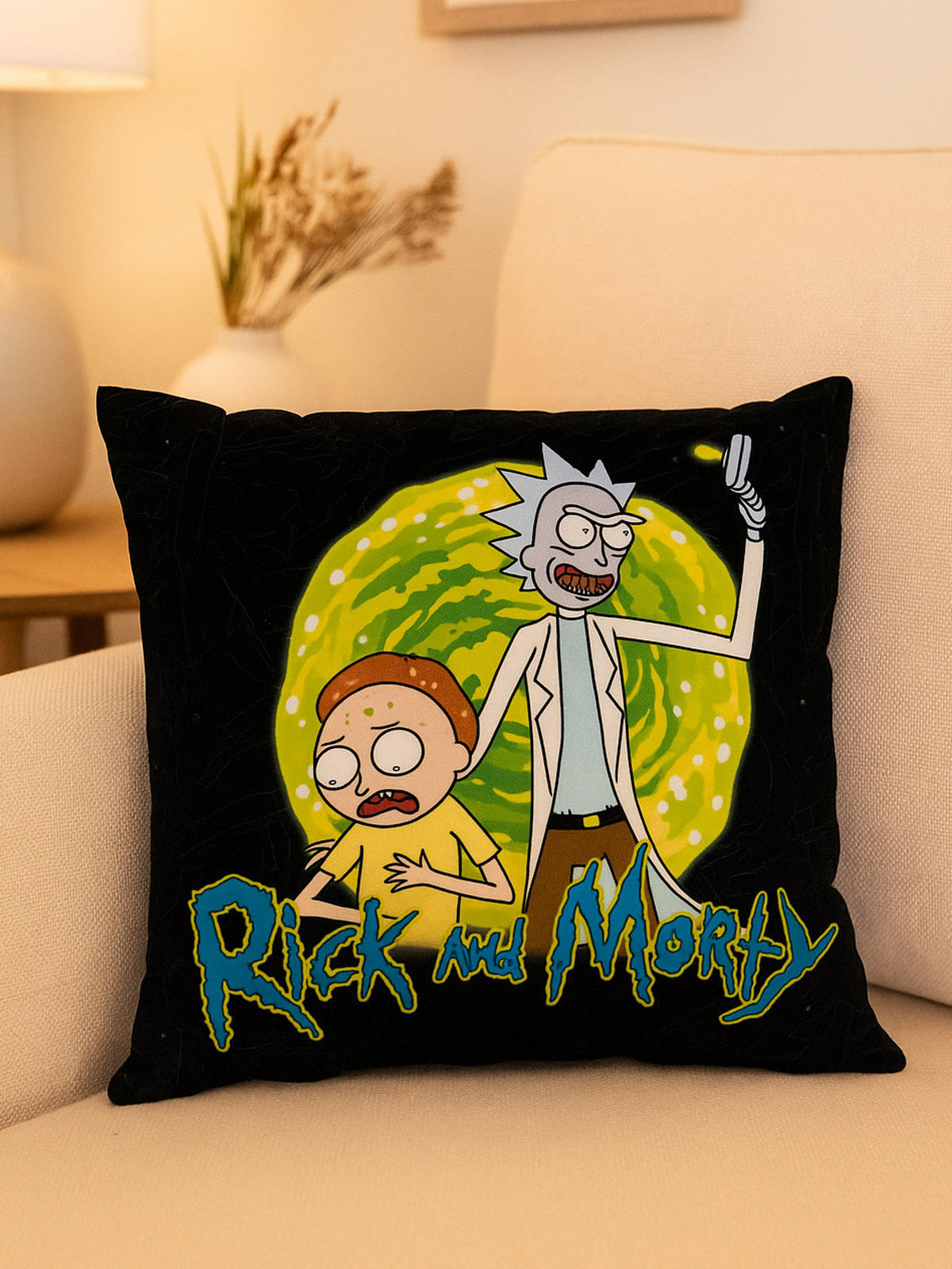 ZIERKISSEN Rick and Morty Schwarz 30 x 30 cm - Schwarz, Textil (30/30cm) - United Labels