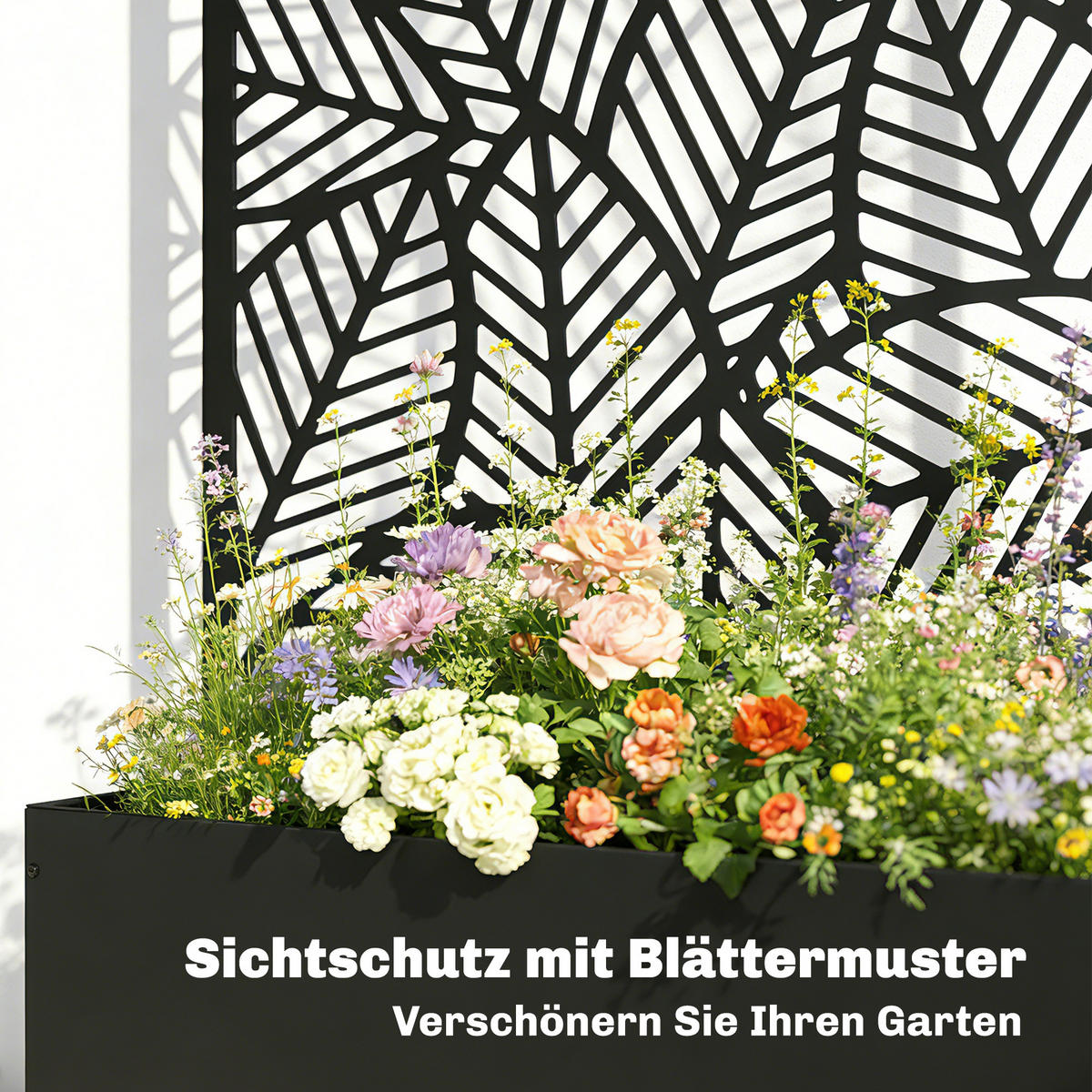 HOCHBEET mit Rankgitter Metall Schwarz - Schwarz, Metall (30/113/60cm) - Outsunny