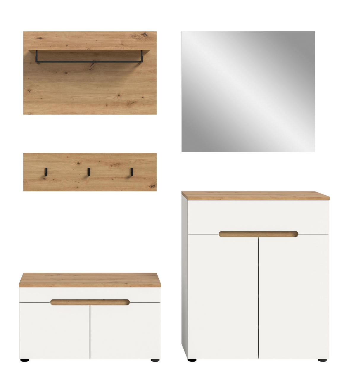 GARDEROBEN-SET 5tlg. Nova (B/H/T: 175x190x37 cm) in Weiß - Weiß, Holzwerkstoff (175/190/37cm) - Homes & Jones