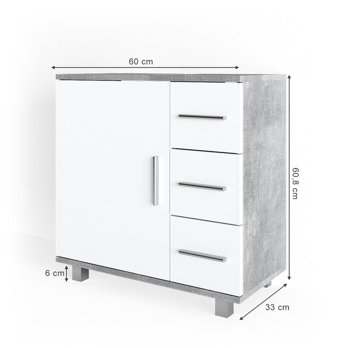 WASCHBECKENUNTERSCHRANK Ilias Beton 60 x 60 cm - Schieferfarben, Holzwerkstoff (60/60.8/33cm) - Vicco
