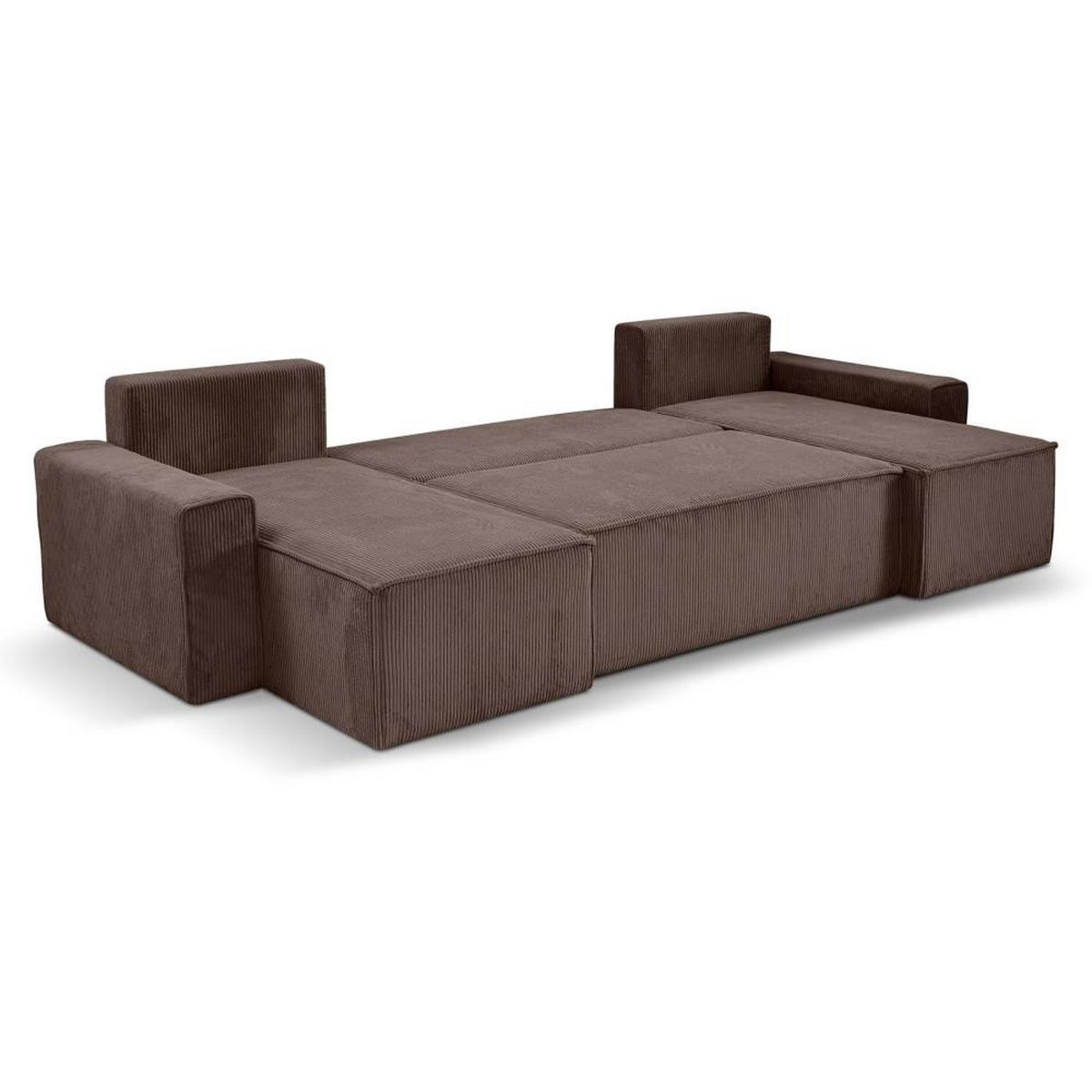 WOHNLANDSCHAFT Hektor U mit Schlaffunktion braun - Schwarz/Braun, Kunststoff/Textil (318/94/152cm) - Beautysofa