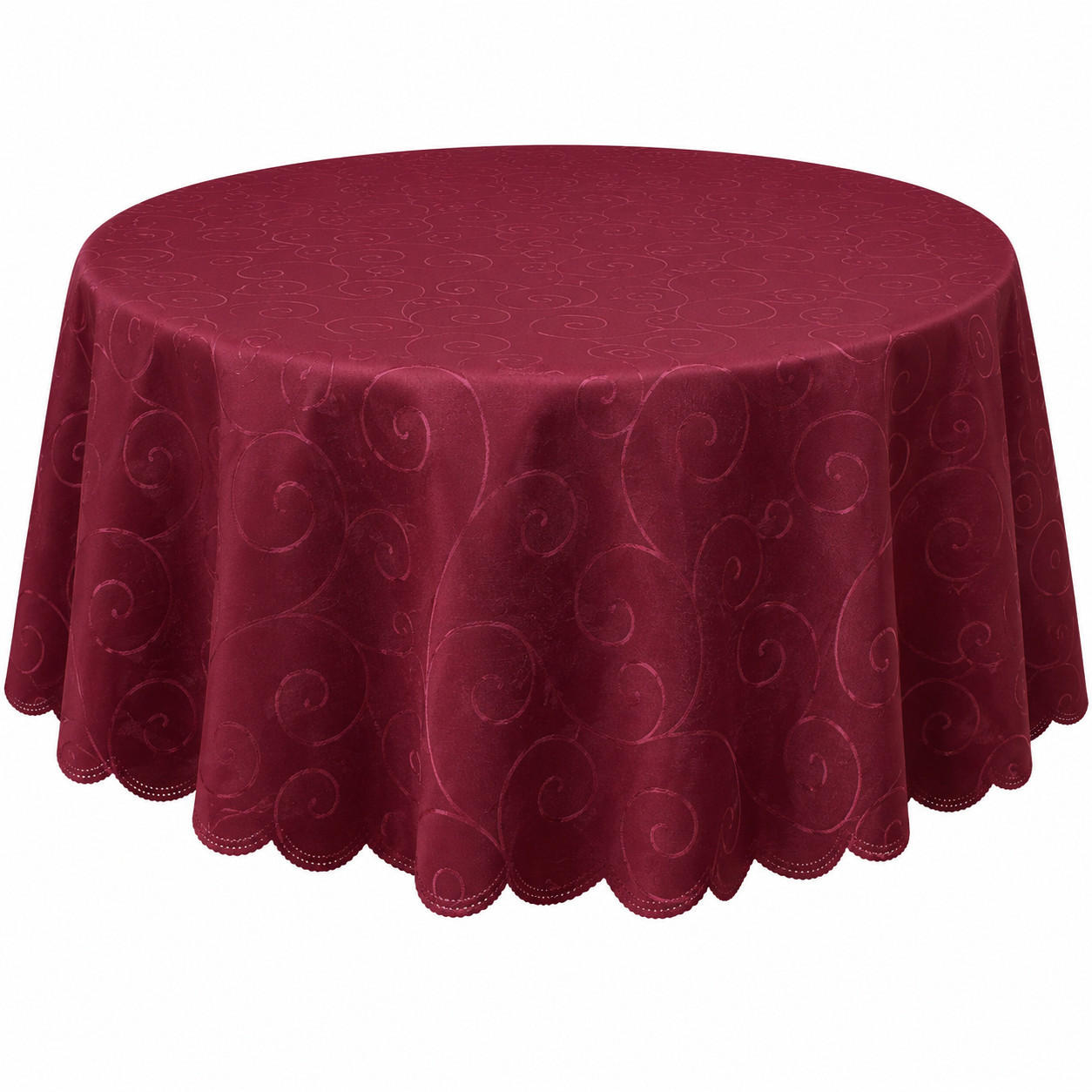 TISCHDECKE 135 cm rund Ornamente Bordeaux - Bordeaux, Textil (135cm) - TiborTex