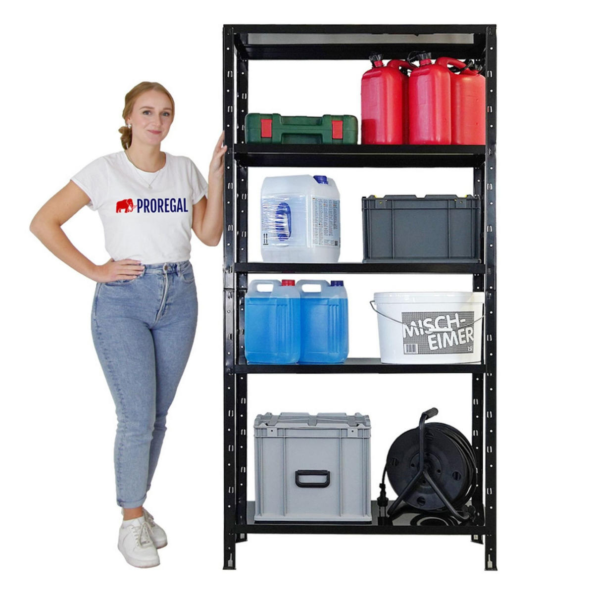 SCHWERLASTREGAL Ares 2er-Set 180x90x40cm Fachlast 125 kg Schwarz - Schwarz, Metall (180/180/40cm) - PROREGAL