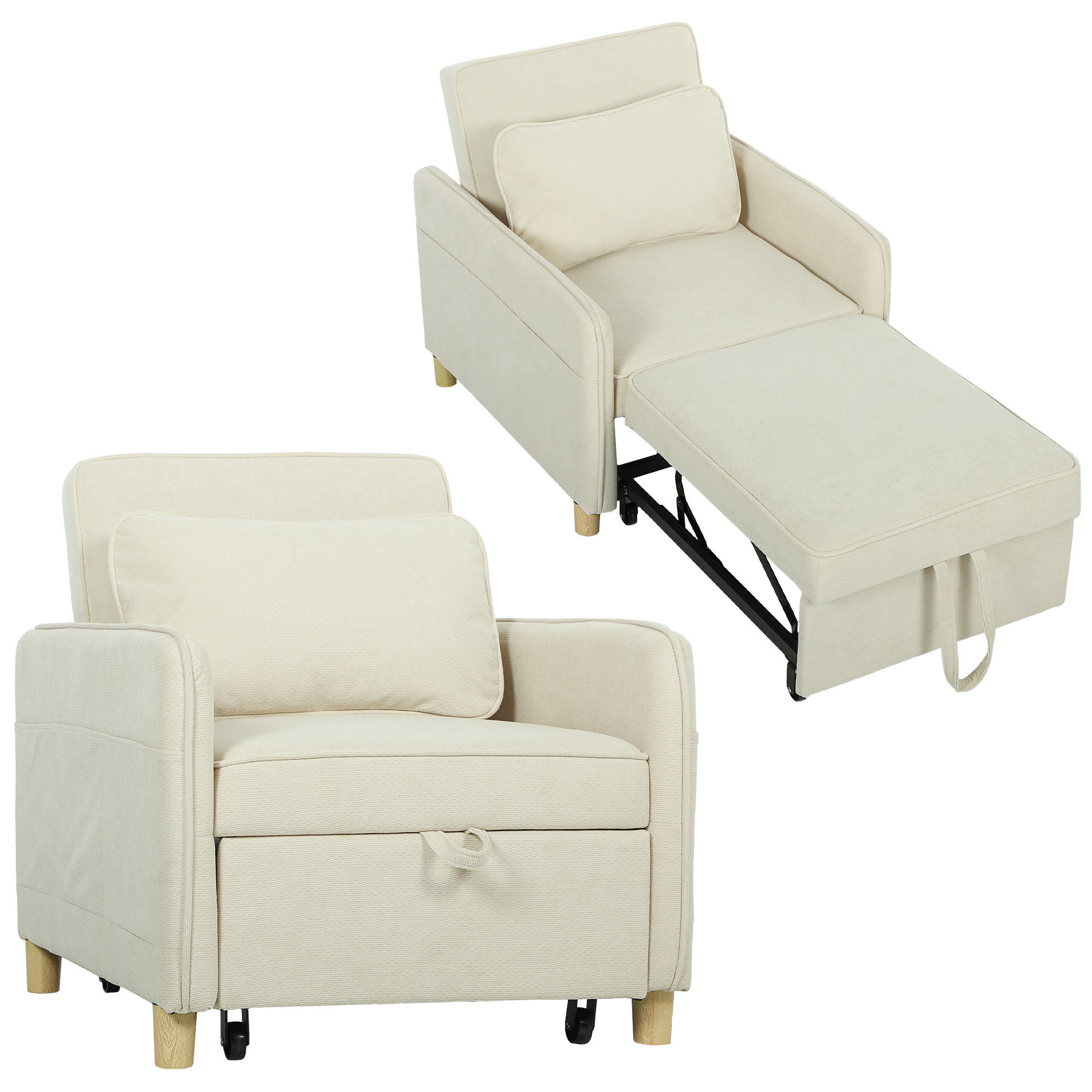 ComfortXL Schlafsessel Beige 85.5x82x74 cm