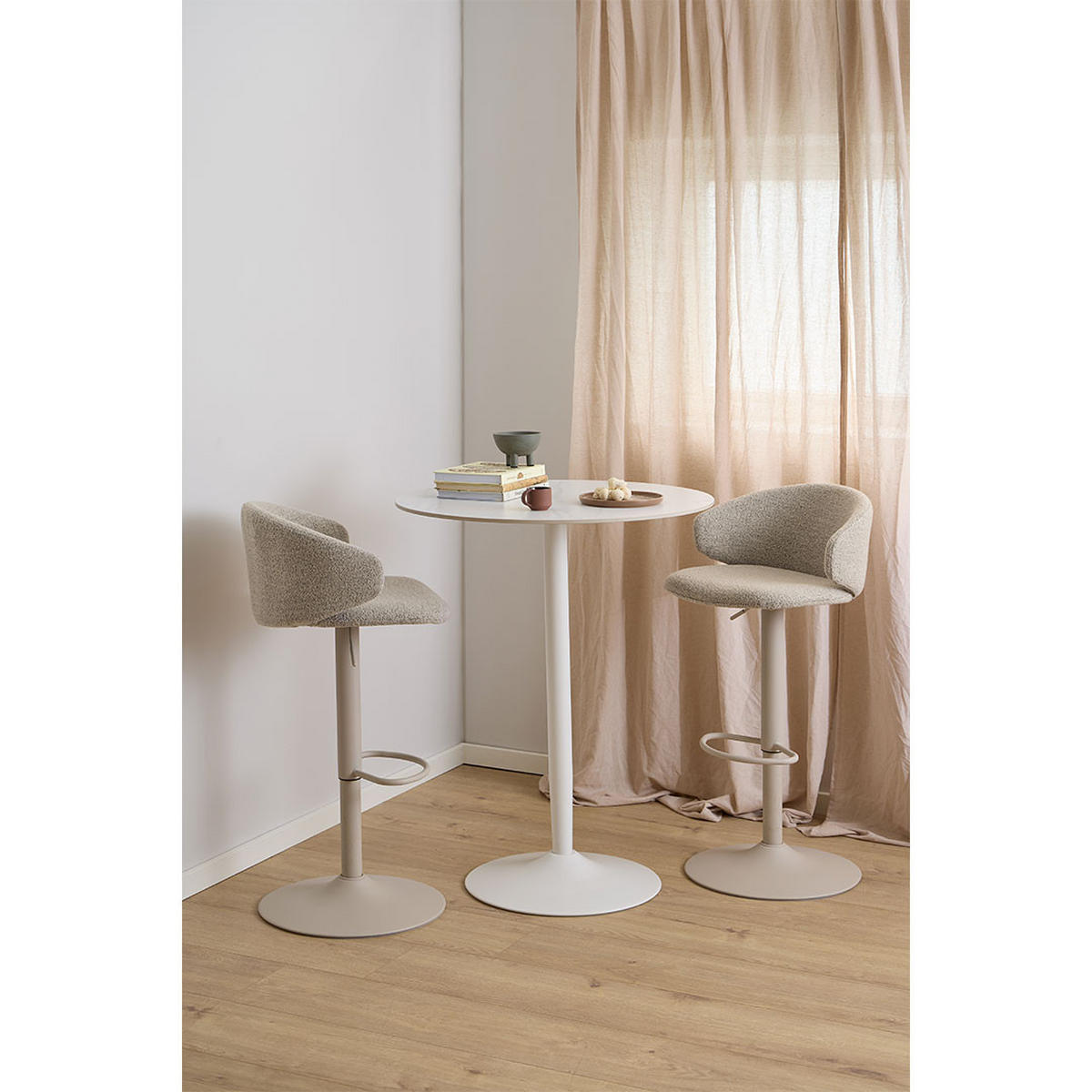 BARHOCKER, Stühle Beige, Metall / Polyester, 46 x 38 x 107 cm - Beige, Textil/Metall (46/107/38cm) - ebuy24