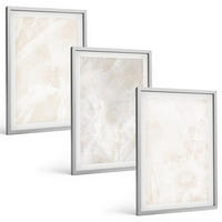 BILDER SET 3er Set - 40x60 cm Silberner Rahmen - Die Struktur von elegantem Marmor - Silberfarben, Kunststoff (40/60cm) - TULUP