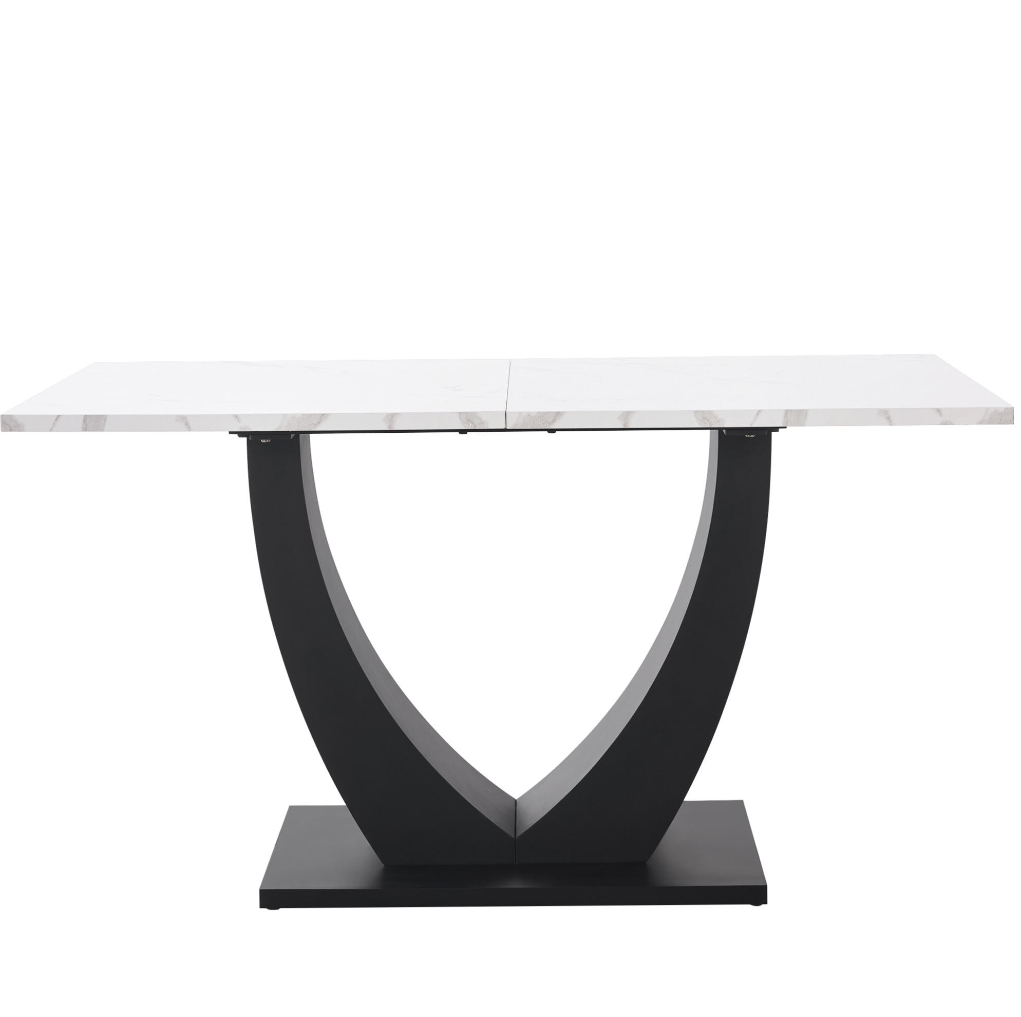 ESSTISCH mit Metallgestell 140/75/75,5 cm in Weiß/Schwarz mit Marmor-Optik - Weiß, Holzwerkstoff (140/75/75.5cm) - BEAOK