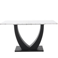 JEDÁLENSKÝ stôl, 140/75/75,5 cm, MDF/kov, biela/čierna s dekorom mramoru - biela, kompozitné drevo (140/75/75.5cm) - BEAOK