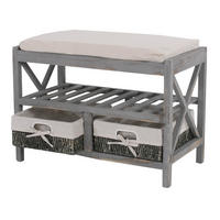 SCHUHREGAL SITZBANK Grau, Cremeweiß - Weiß/Grau, Holz (65/45/34cm) - MCW
