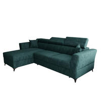 ECKSOFA L Form Ribella Türkis 265/180/100 cm Links mit Schlaffunktion - Türkis/Schwarz, Textil/Metall (180/265cm) - AX Living